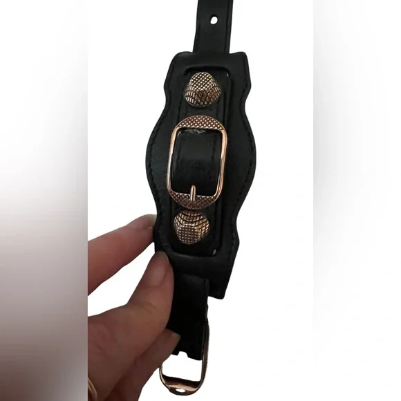 Balenciaga Arena Giant Black Leather Rose Gold Bracelet Small $230 - Picture 9 of 9